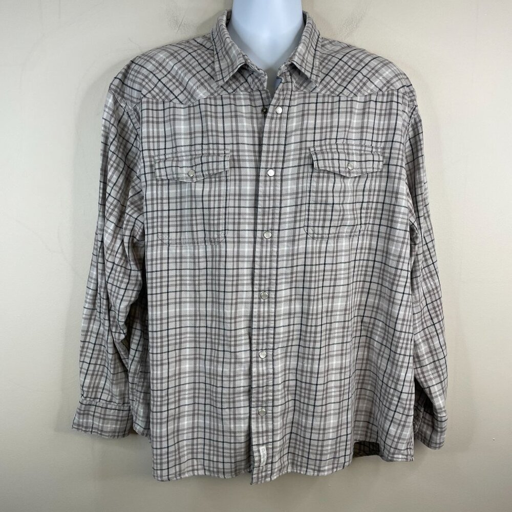 Cabela's Pearl Snap Plaid Flannel Western Farm Chore Shirt Men's XXL Gorpcore Hi